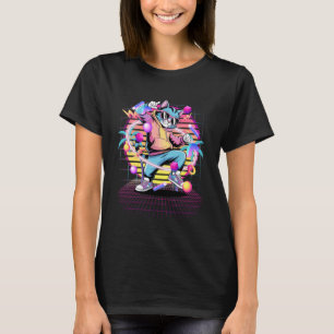 Cool Cat Dancing 80s Vaporwave Synthwave Aesthetic T-Shirt