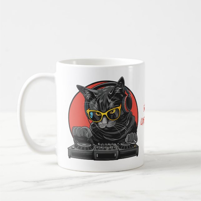 Cool Cat DJ Coffee Mug (Left)