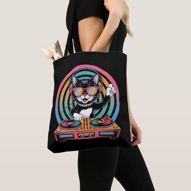 Cool Cat DJ Tote Bag (Close Up)