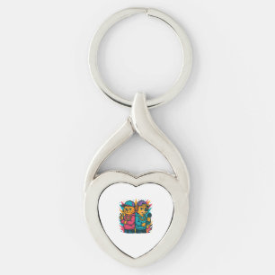 Cool Cat & Dog Rap Duo Key Ring