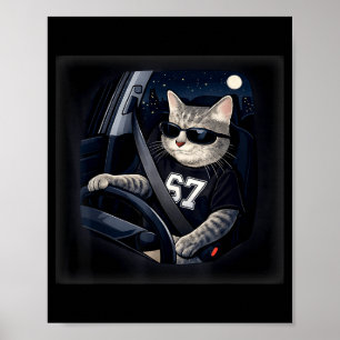Cool Cat Driving 67 Sungles Funny Gifts For Men Wo Poster