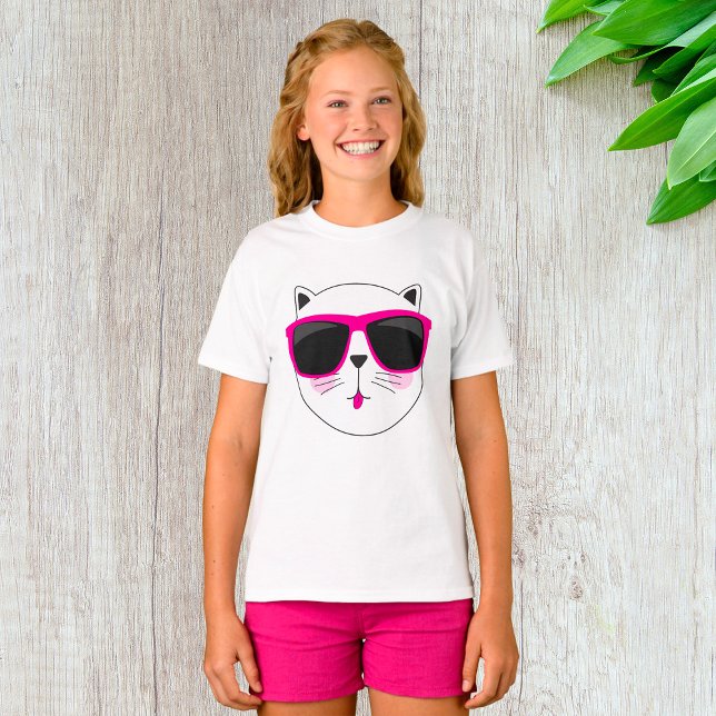 Cool Cat Face with Pink Sunglasses Cute Kitty  T-Shirt (Creator Uploaded)