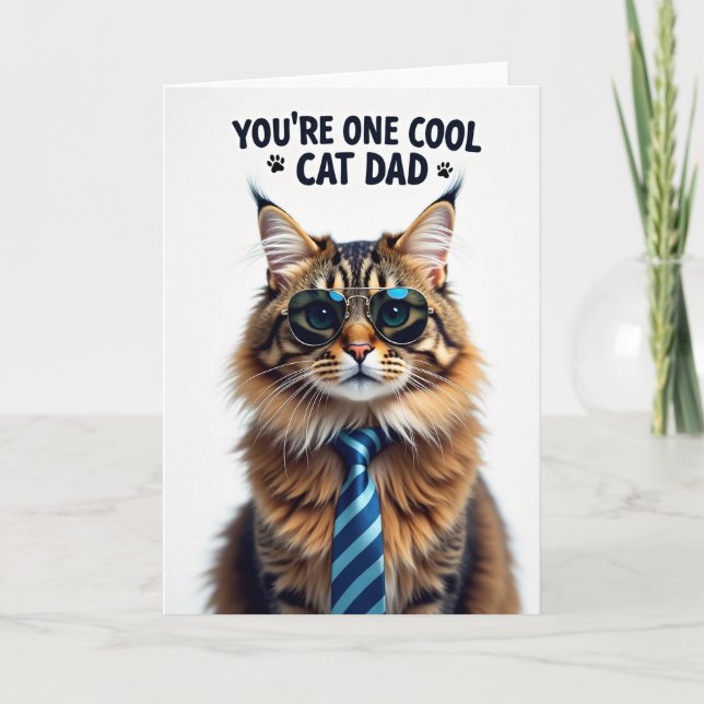 Cool Cat Fathers Day Portrait Card (Front)