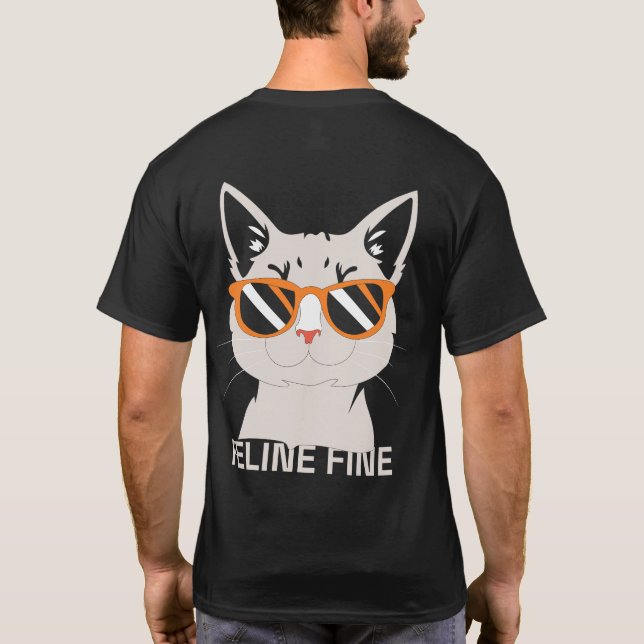 Cool Cat Feline Fine Graphic T-Shirt (Back)
