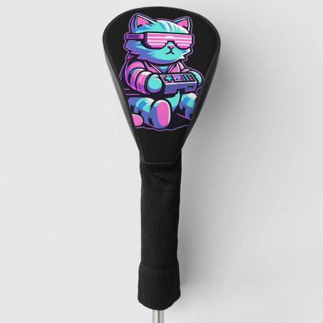 Cool Cat Gamer Golf Head Cover (Front)