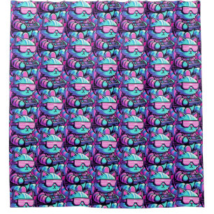 Cool Cat Gamer Shower Curtain