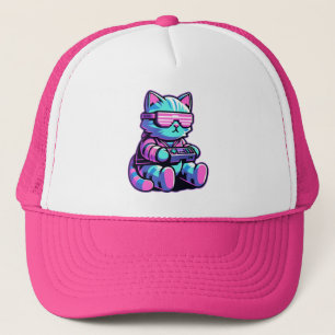 Cool Cat Gamer Trucker Hat