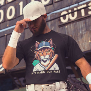 Cool Cat Gifts for Baseball Players Lovers Coaches T-Shirt