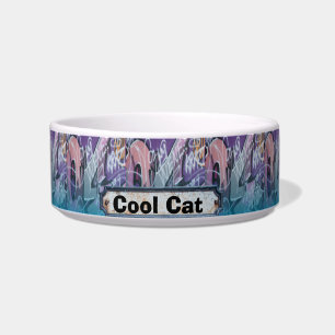 Cool Cat Graffiti Blue Purple Sign Bowl