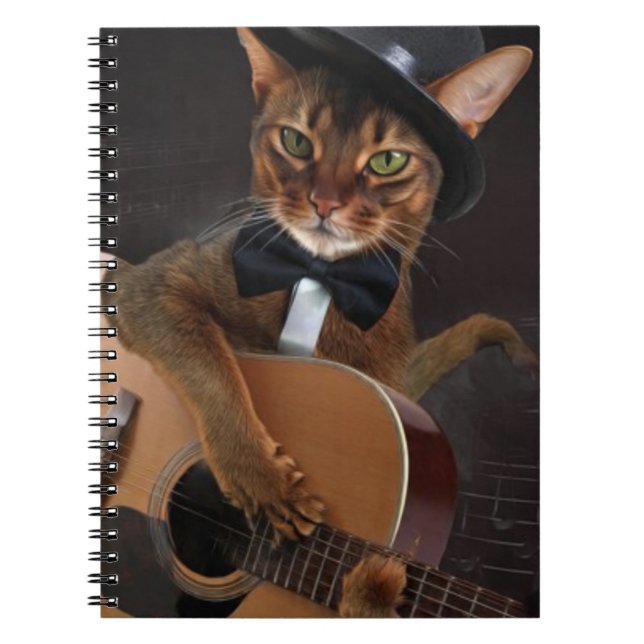 Cool Cat Guitarist – Minimal Elegant Design Notebook (Front)