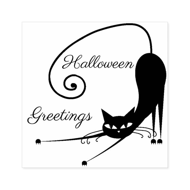 Cool Cat ! Halloween Greetings Rubber Stamp (Imprint)