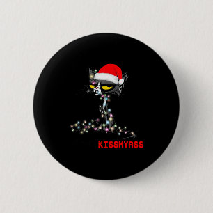 Cool Cat Hat Merry Kiss My Christmas 6 Cm Round Badge