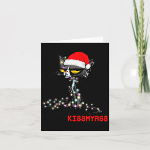 Cool Cat Hat Merry Kiss My Christmas Card