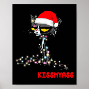Cool Cat Hat Merry Kiss My Christmas  Poster