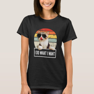 Cool Cat I Do What I Want Cat Vintage Retro T-Shirt