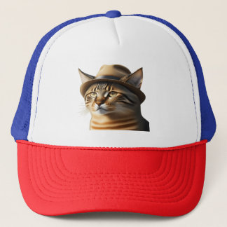 Cool Cat in Fedora Trucker Hat