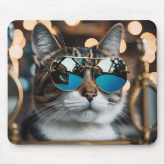 Cool cat in sunglasses, cat  mouse pad