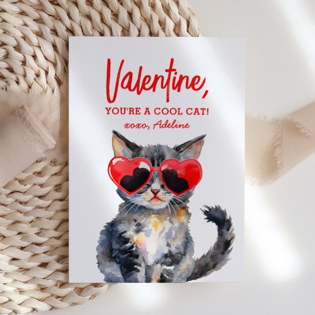 Cool Cat Kitten Kids Valentines Day Card (Creator Uploaded)