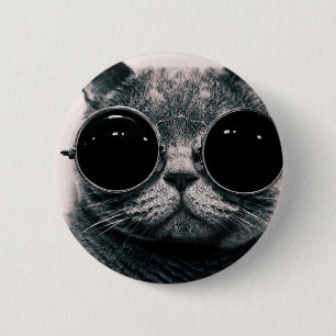 cool cat kool kat with shades 6 cm round badge