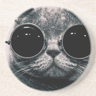cool cat kool kat with shades coaster