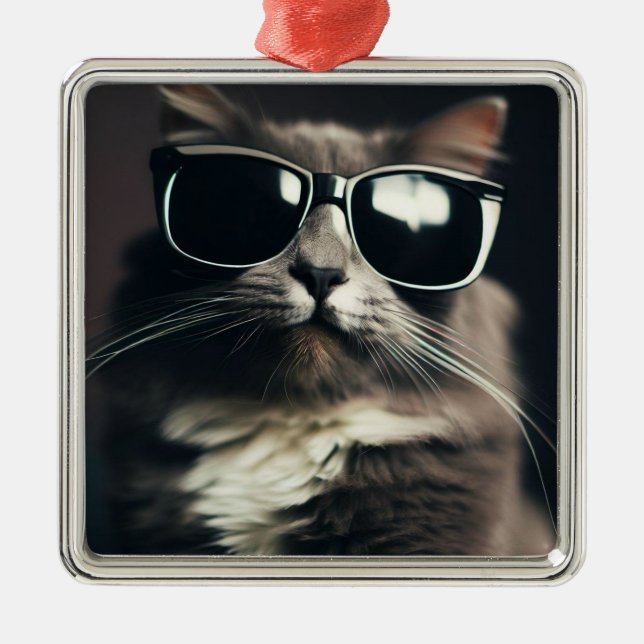 Cool Cat Metal Ornament (Front)