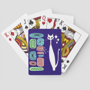 Cool Cat Mid Century Modern Design Playing Cards