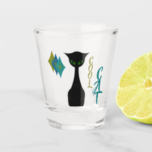 Cool Cat Mid Century Retro Shot Glass