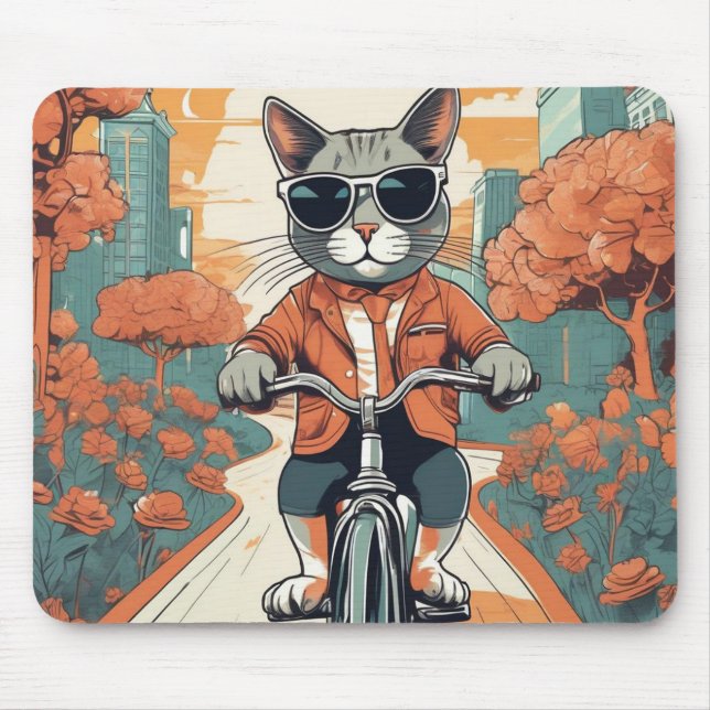 Cool Cat Modern Art Mouse Pad (Front)