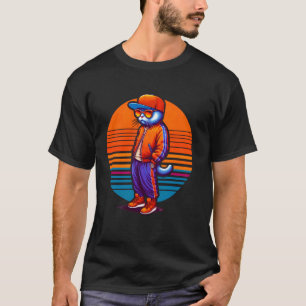 Cool Cat Modern Urban Style Sunset Retro Art T-Shirt