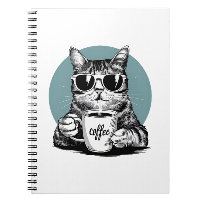 Cool Cat Mornings � Coffee, Shades & Attitude Notebook (Front)