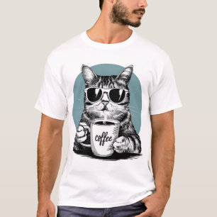 Cool Cat Mornings � Coffee, Shades & Attitude T-Shirt
