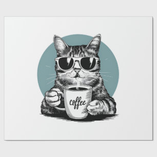 Cool Cat Mornings � Coffee, Shades & Attitude Wrapping Paper