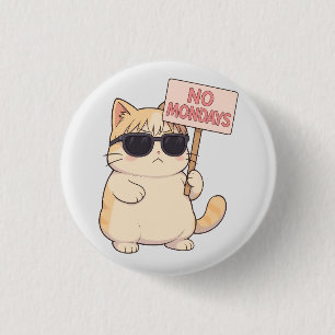 Cool Cat No Mondays Aesthetic Meme 3 Cm Round Badge