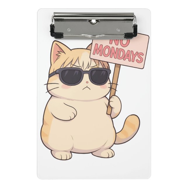 Cool Cat No Mondays Esthetic Meme Mini Clipboard (Front)