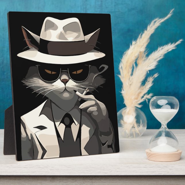 Cool Cat Noir: Suave and Mysterious Feline Plaque (Side)