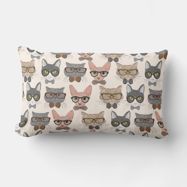 Cool Cat Pattern Lumbar Cushion (Front)