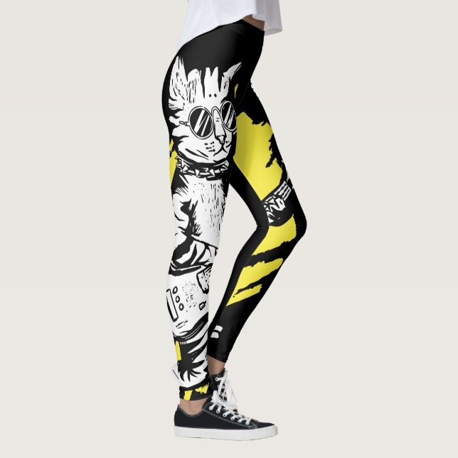 Cool Cat playing electric guitar   Leggings (Right)