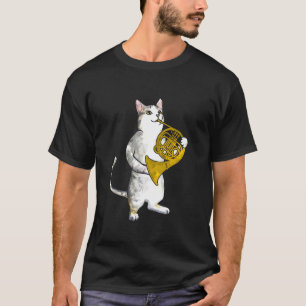 Cool Cat Playing French Horn Musician Orchestra Mu T-Shirt