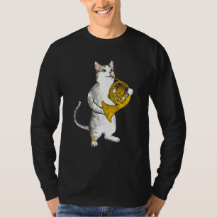 Cool Cat Playing French Horn Musician Orchestra Mu T-Shirt