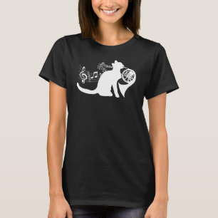 Cool Cat Playing French Horn Musician Orchestra Mu T-Shirt