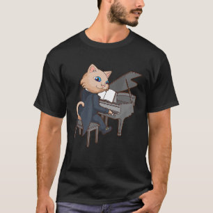 Cool Cat Playing Piano Funny Kitten Instrument Lov T-Shirt