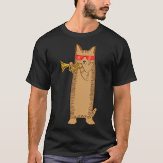 Cool Cat Playing The Trumpet Wearing Sunglasses T-Shirt