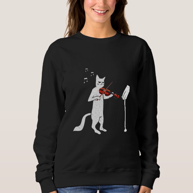 Cool Cat Playing Violin Sweatshirt (Front)