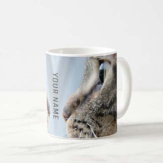 Cool Cat Profile Close-Up Photo Personalised Coffee Mug