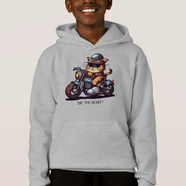 Cool Cat Riding Motorcycle Are you ready (Front)