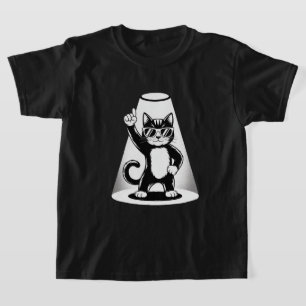 Cool Cat Rock Dancer Tee   Funny Animal Music Gift