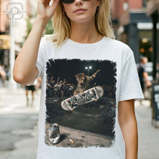 Cool Cat Skateboard Indy Grab Funny Streetwear T-Shirt