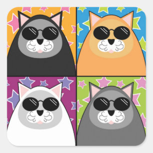 Cool Cat Square Stickers