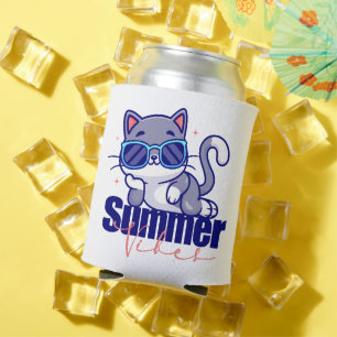 Cool Cat Summer Vibes Can Cooler