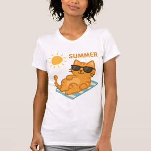 Cool Cat Summer Vibes T-Shirt – Cute Cartoon Cat
